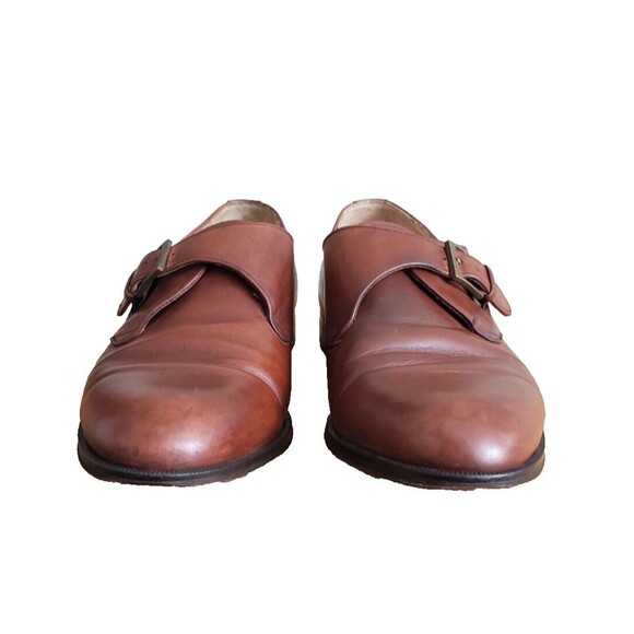 Mezlan Men\'s Size 9 Dress Shoes Vintage Brown Leather Monk Strap Buckle Cap Toe main image 11